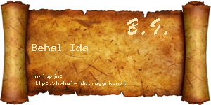 Behal Ida névjegykártya